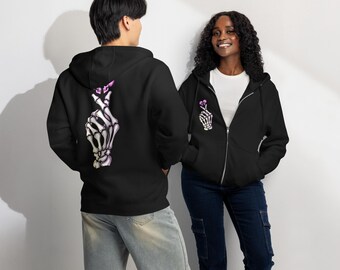 Gothic Skeleton Hand Full Zip custom hoodie: Soft Cotton Blend Streetwear
