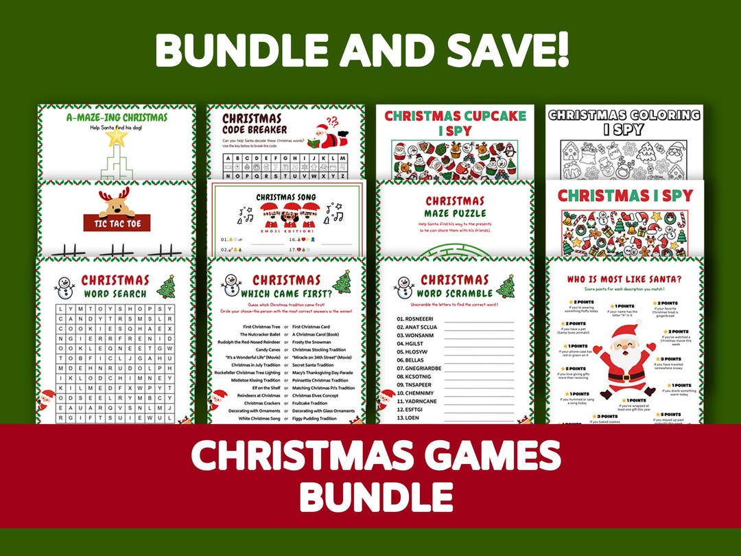 Christmas Games Bundle Printable | Holiday Party Activities (PDF) - Etsy