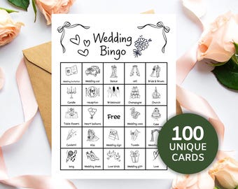 Wedding Bingo Game: 100 Printable Cards (Digital Download)
