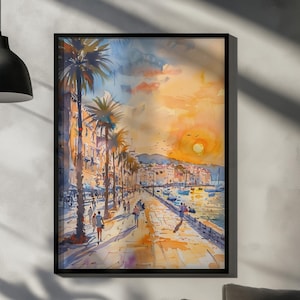 Plakat z akwarelą Split – wydruk ścienny z motywem miasta w Chorwacji, dekoracja architektoniczna w podróży