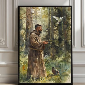 Saint Francis of Assisi Watercolor Print: Catholic Religious Art