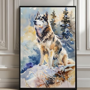 ALASKAN MALAMUTE Watercolor Wall Art Print – Dog Poster, Nordic Breed Artwork, Pet Wall Decor