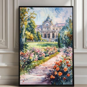 Impressão artística em aquarela de Viena: pôster de viagem à Áustria, decoração europeia