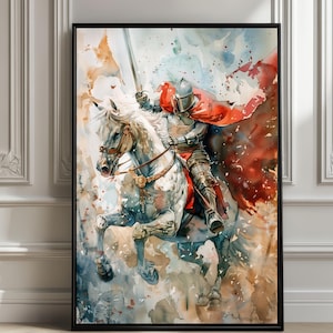 Saint George Watercolor Art Print: Christian Wall Decor, Religious Catholic Poster, Biblical Gift