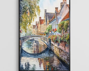 Belgium Watercolor Poster – European Country Art Print, Travel Wall Decor for Home