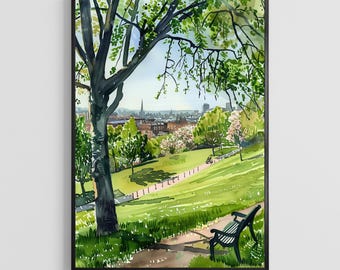 Sheffield Watercolor Poster – England City Wall Art Print, Travel Architecture Decor