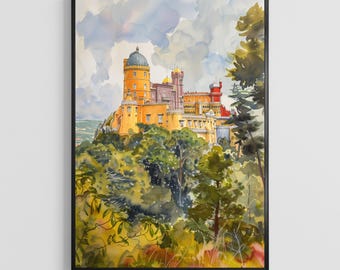 Portugal-Reiseposter (Aquarell), Lissabon-Kunstdruck, Azulejo-Wanddeko-Geschenk