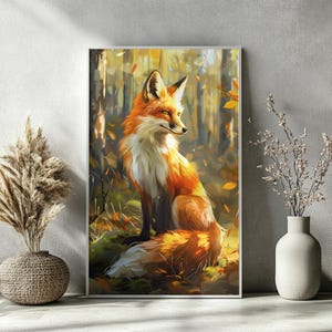 RED FOX Wall Art – Watercolor Wildlife Poster, Woodland Animal Print, Rustic Nature Cabin Decor