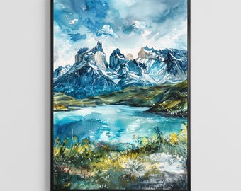 Chile Watercolor Poster – South America Art Print, Nature Travel Wall Decor for Home