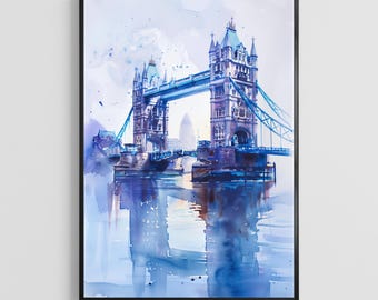 United Kingdom Watercolor Poster – British Landmark Art Print, European Travel Wall Decor