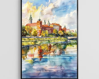 Poland Watercolor Poster – European Country Art Print, Historic Travel Wall Decor for Home