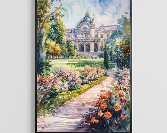 Vienna Watercolor Poster – Austria City Art Print, Elegant European Travel Wall Decor