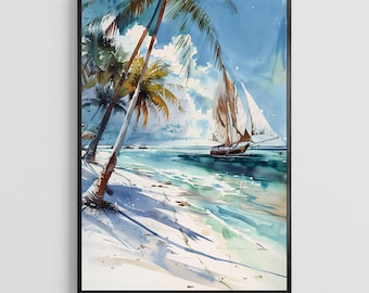 Zanzibar Tanzania Watercolor Poster – Nature Wall Art Print, Travel Home Decor Gift