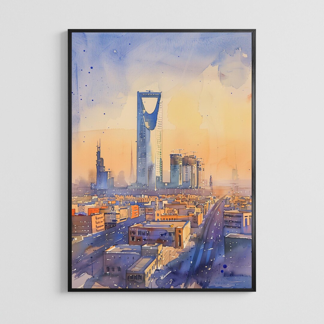 Riyadh Saudi Arabia Watercolor Poster | Desert City Travel Art Print - Etsy