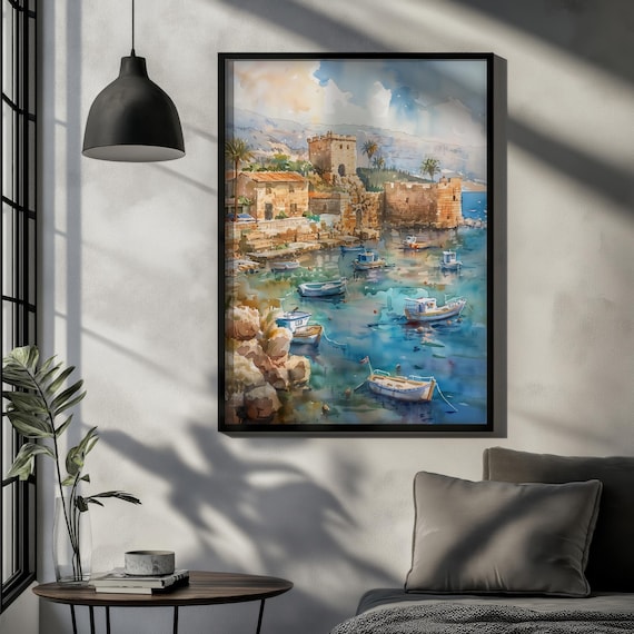 Lebanon Watercolor Poster – Middle East Art Print, Cultural Travel Wall Decor for Home