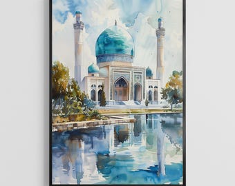 Tashkent Watercolor Poster – Uzbekistan City Wall Art Print, Travel Home Decor Gift