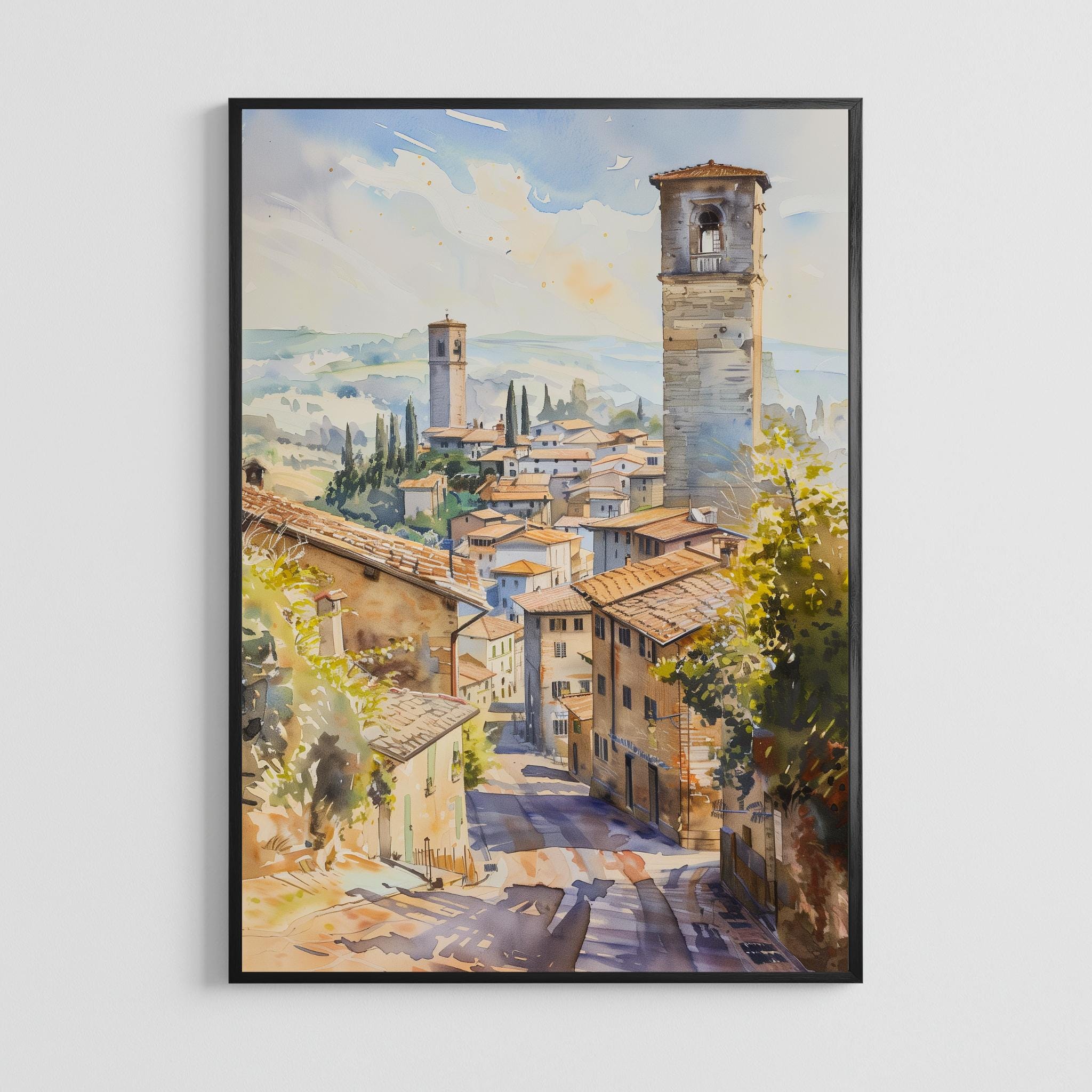 San Gimignano Original Watercolor - Etsy