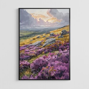 Devon England Watercolor Travel Poster | Coastal Countryside Wall Art Print Gift