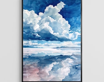 Bolivia Watercolor Poster – South America Landscape Art Print, Travel Wall Decor for Home