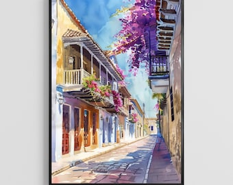 Póster de Colombia en acuarela – Lámina artística de Sudamérica, decoración de pared vibrante para el hogar con temática de viajes