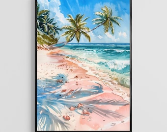 Bahamas Watercolor Poster – Tropical Island Art Print, Caribbean Travel Wall Decor for Home