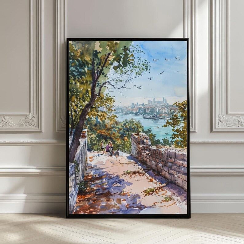 Belgrade Watercolor Poster – Serbia City Wall Art Print, European Travel Decor, Urban Landscape Illustration Gift