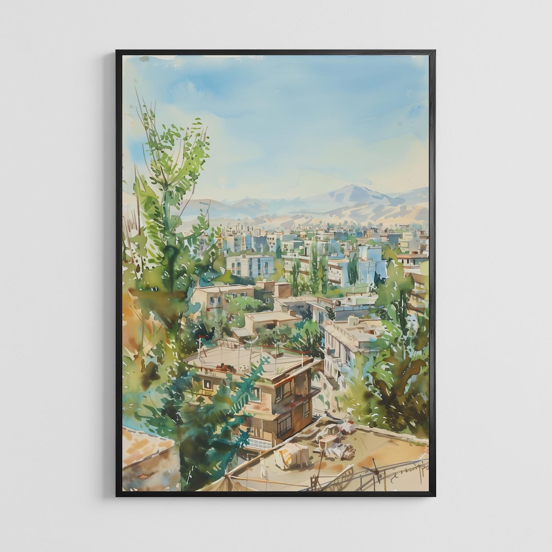 Tehran Iran Watercolor Poster | Persian City Travel Art Print - Etsy