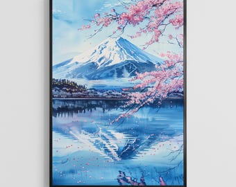 Japan Watercolor Poster – Asian Landscape Art Print, Cultural Travel Wall Decor for Home