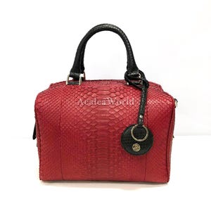 Red Python Leather Handbag | Luxury Snakeskin Purse | USA and Canada Import Tariff Included