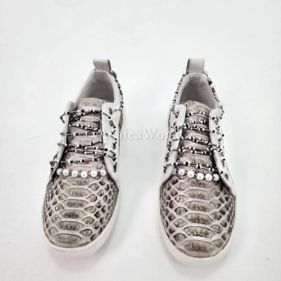 Tênis de couro Python Sapatos exóticos feitos à mão Tarifa de