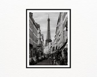 Paris in Black & White, Eiffel Tower, Street Photography Print | Monochrome Wall Art
