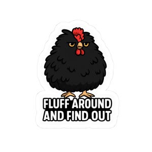 Black Pepper Bantam Cochin Sticker: Fluffy Chicken Decal