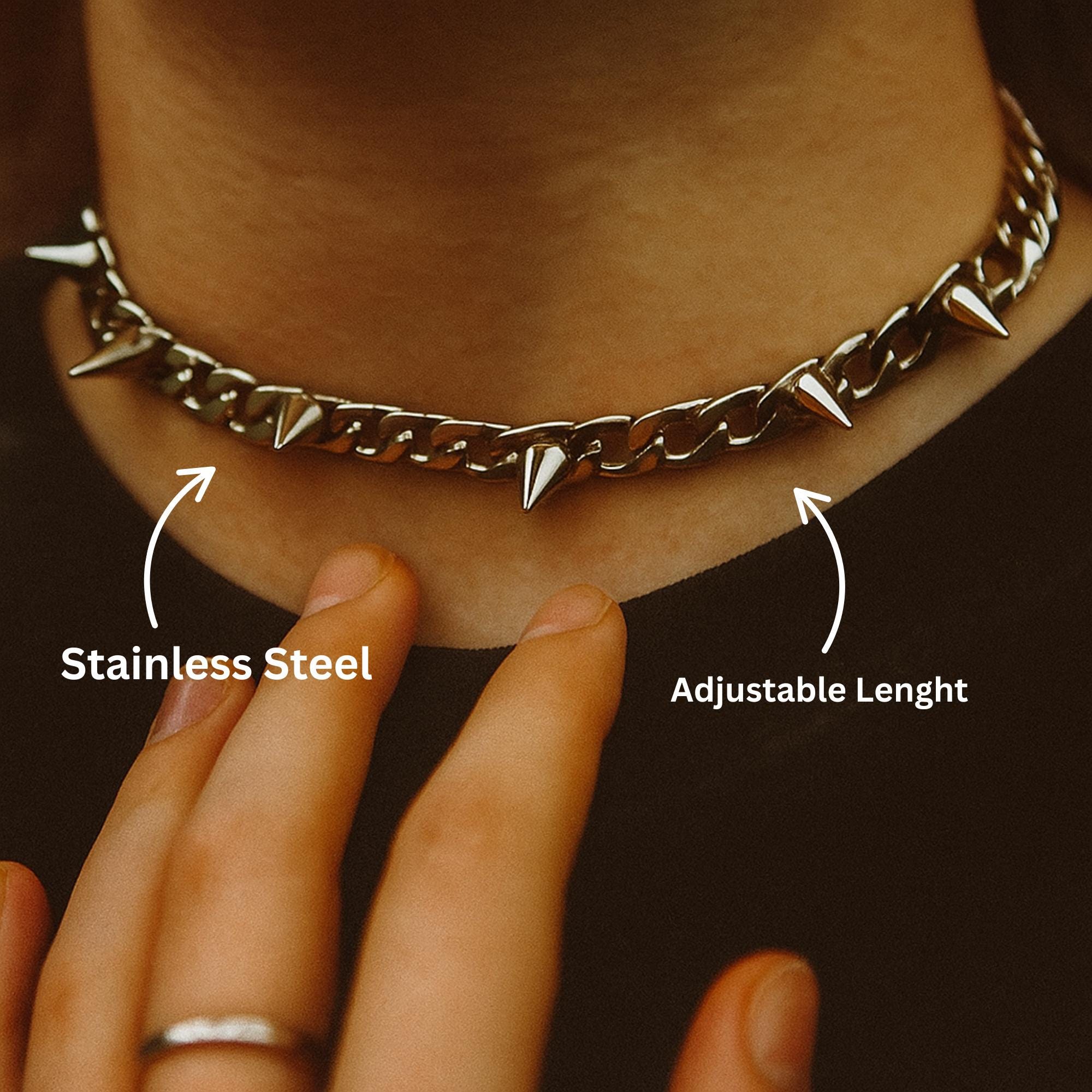 Collana Punk Con Rivetti A Punta Grande - Italia - Foto 3