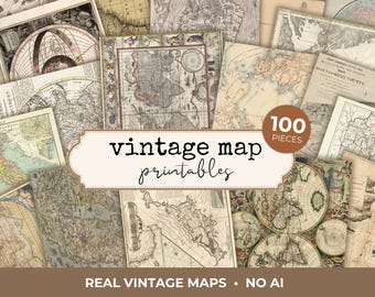 Ultimate Vintage Map Bundle | 55 Printables | Ephemera for Junk Journals, Scrapbooking, Crafts | Real Old Maps - NO AI | Digital Download