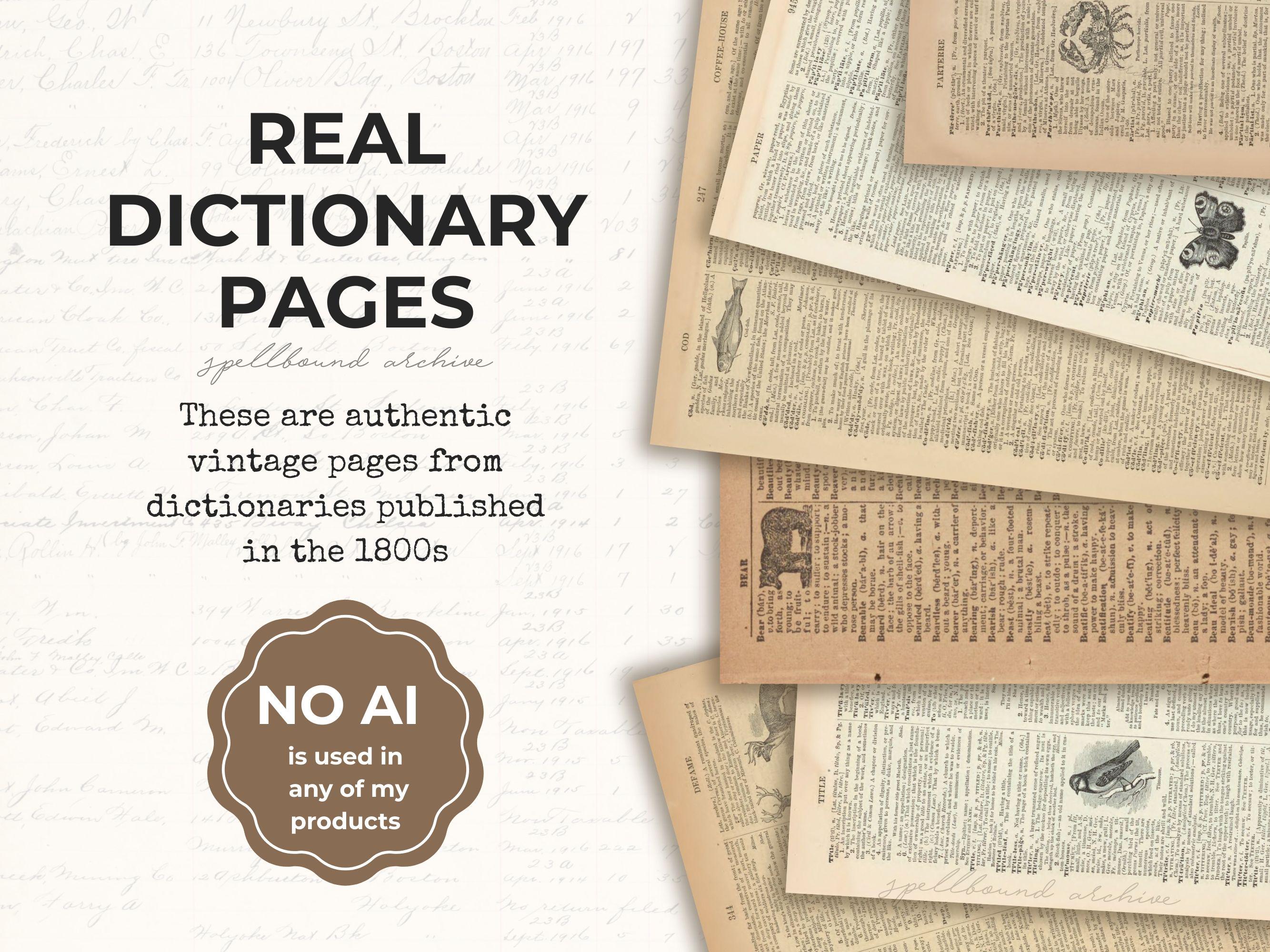 100 Vintage Dictionary Pages | Printable Ephemera for Junk Journals ...