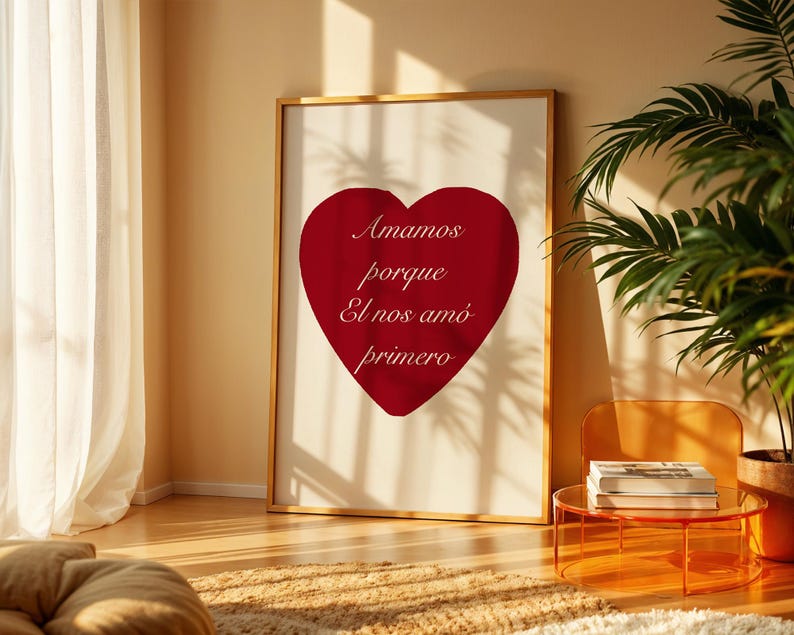 ESPAÑOL arte cristiano l Él nos amó primero | Versículo bíblico 1 Juan 4:19 | Decoración cristiana ragalo | christian wall art in spanish image 3