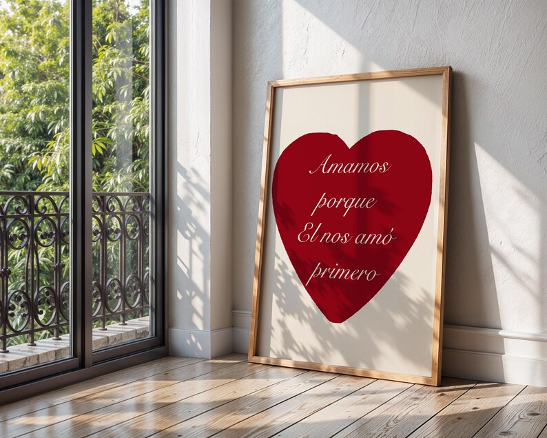 ESPAÑOL arte cristiano l Él nos amó primero | Versículo bíblico 1 Juan 4:19 | Decoración cristiana ragalo | christian wall art in spanish image 7