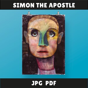 Simon the Apostle, Unique Handmade Art of the 12 Apostles,Original Designs, Pop Art of the 12 Apostles, Collage Designs