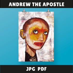 Unique Handmade Art of the 12 Apostles,Original Designs and Artistic Creations,  Pop Art of the 12 Apostles, Collage Designs,Apostle Andrew