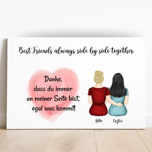 Best friend friendship picture gift - girl poster friendship gift - best friends women birthday gift personalized