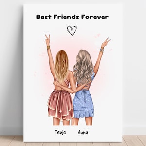 Best friend gift picture personalized - PDF file download - friendship gift girl best friend - poster from behind
