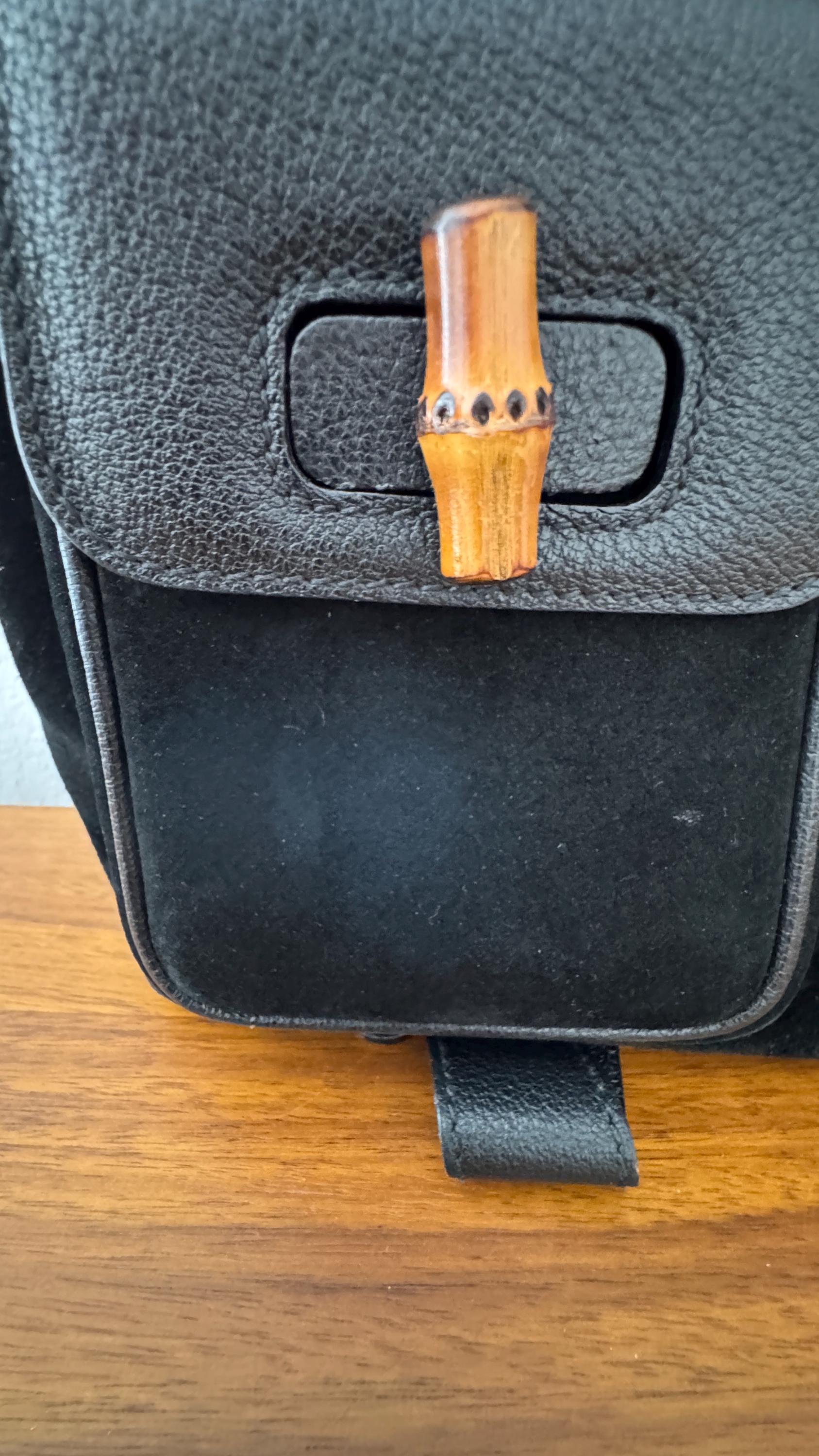 Gucci Bamboo Suede and Leather Backpack VINTAGE - Etsy