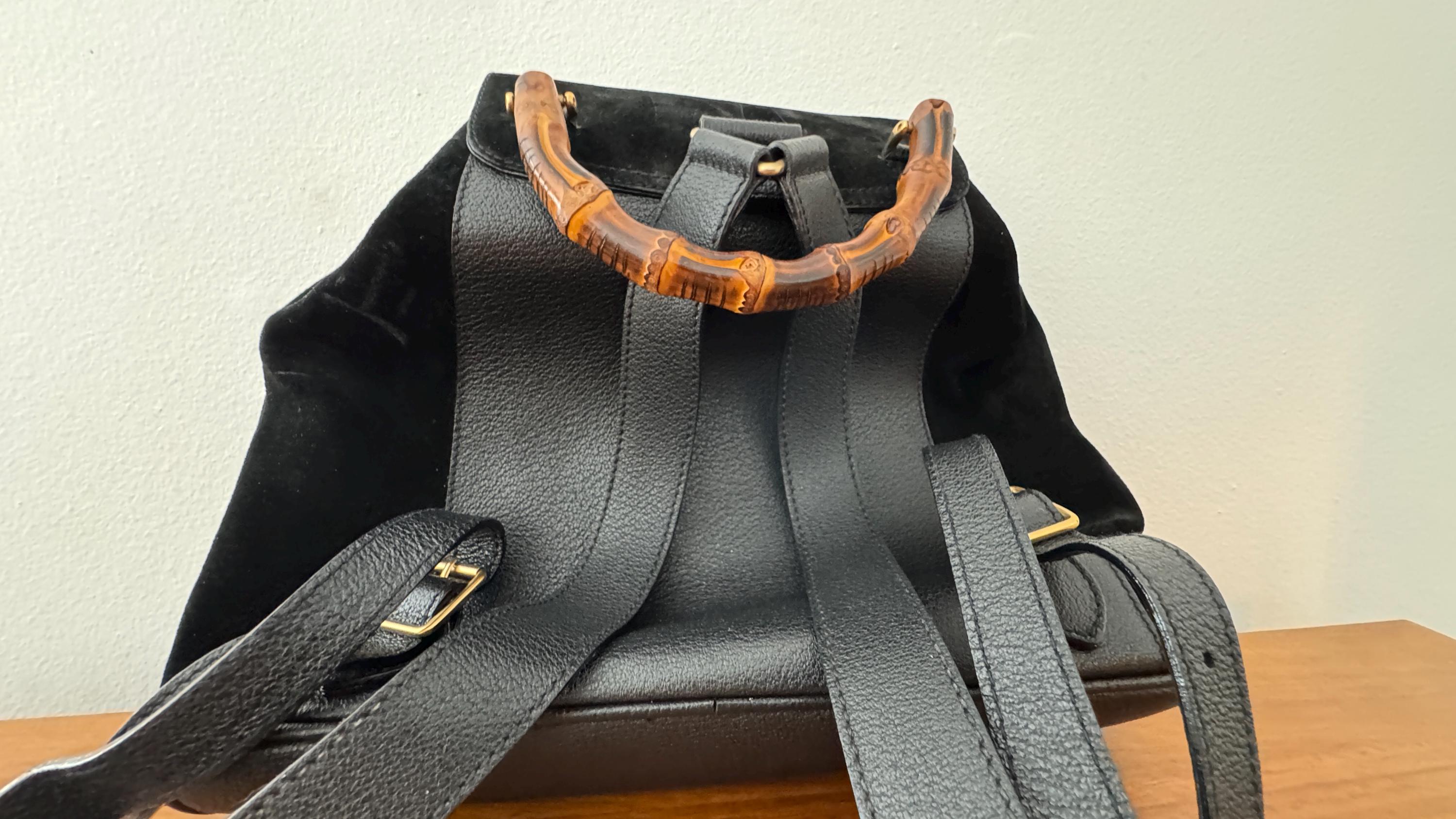 Gucci Bamboo Suede and Leather Backpack VINTAGE - Etsy