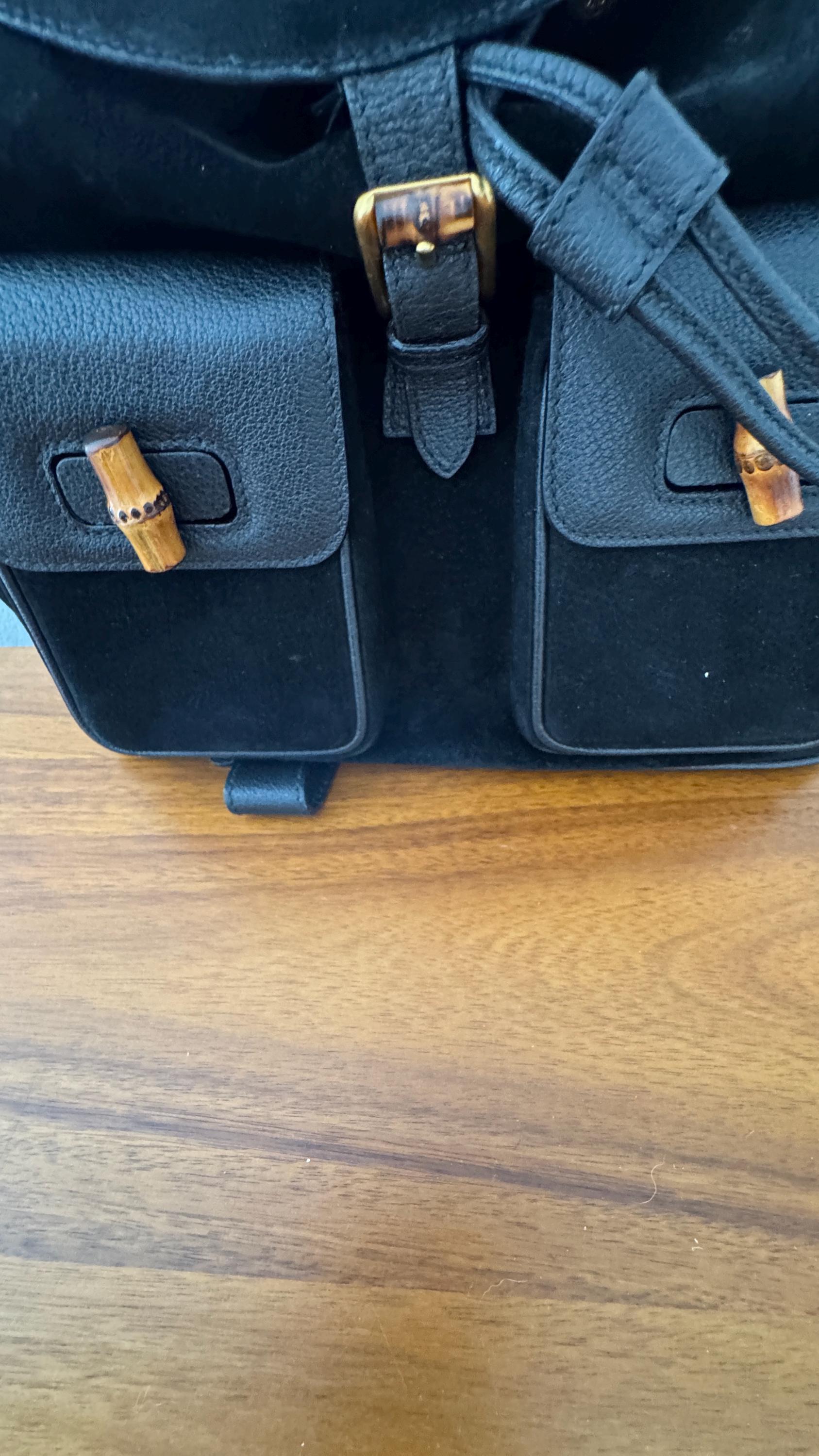 Gucci Bamboo Suede and Leather Backpack VINTAGE - Etsy