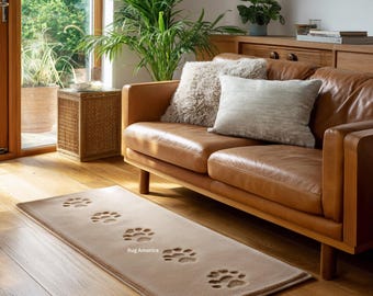 Tapis de passage en laine touffeté à la main avec empreintes de pattes - Déco de couloir pour les amis des animaux