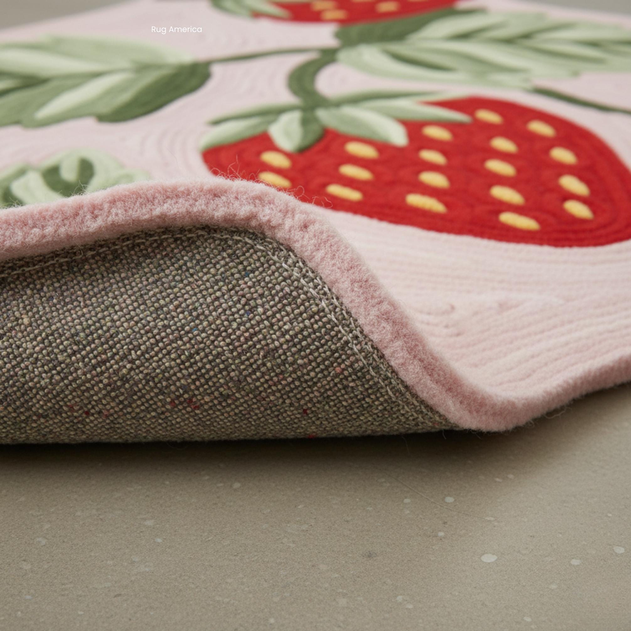 Stawberry Rug Strawberry Rug | Hand-tufted Wool Fruit Carpet | Pink and Red Statement ...