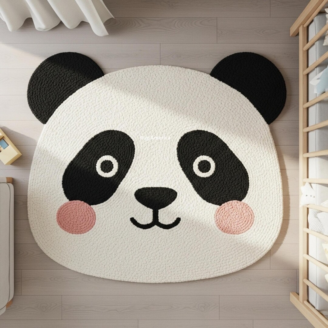Panda Nursery Rug | Soft Kids Animal Carpet | Baby Room Decor ...