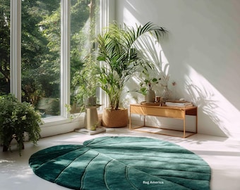 Large Statement Rug | Contemporary Botanical Area Rug | Modern Irregular Floral Floor Decor