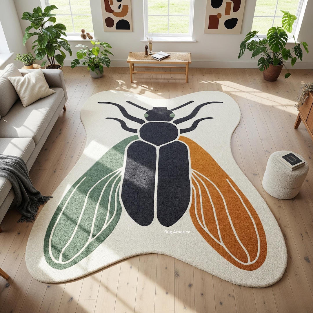 Hand-tufted Wool Beetle Rug – Irregular Shape, Custom Insect Design - Etsy