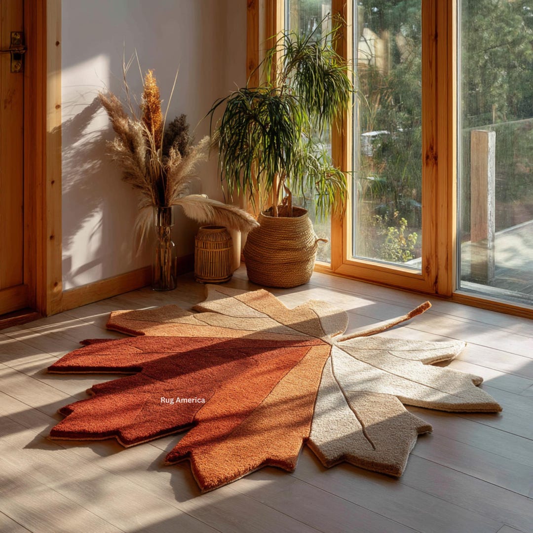 Hand-tufted Wool Maple Leaf Rug – Modern Autumn Decor - Etsy